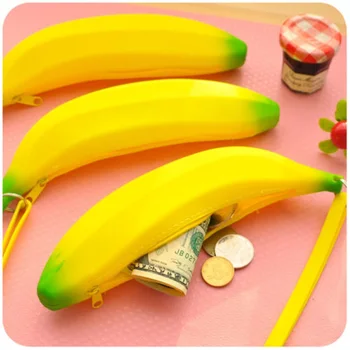Новинка, Забавные силиконовые портативные кошельки с монетами в виде желтого банана, Многофункциональный пенал, сумка-портмоне, кошелек, сумка для ключей.