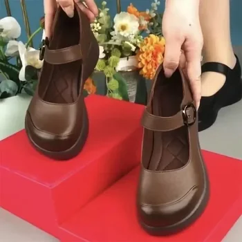 Новые женские туфли в стиле ретро Mori Girl с толстой подошвой в японском стиле Mary Jane; тонкие туфли в стиле колледжа