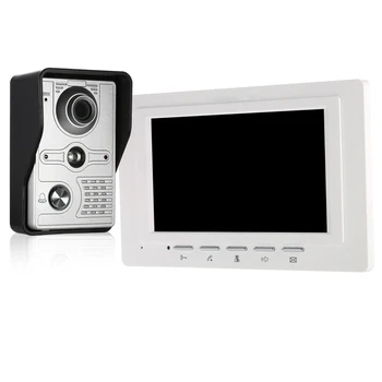 Видеодомофон 7-дюймовый Проводной Видеодомофон Внутренний Монитор с IR-CUT Непромокаемой Наружной Камерой Визуальный Домофон Двустороннее Аудио