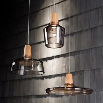 Подвесные светильники из светодиодного стекла, современный промышленный декор в стиле Лофт из дерева, подвесные люстры, столовая, кухня, бар, прикроватные светильники