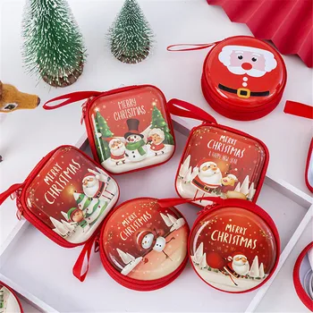Рождественский кошелек, кошелек для монет из лося Санта-Клауса, детская сумка для мальчиков и девочек, органайзер для наушников, мешочек для конфет, Новогодний подарок