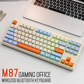 M87 Bluetooth 2,4 ГГц Беспроводная Механическая Клавиатура 87 Клавиш Двухрежимные Колпачки для клавиш PBT Esports Gaming Office для Компьютера ПК Ноутбука